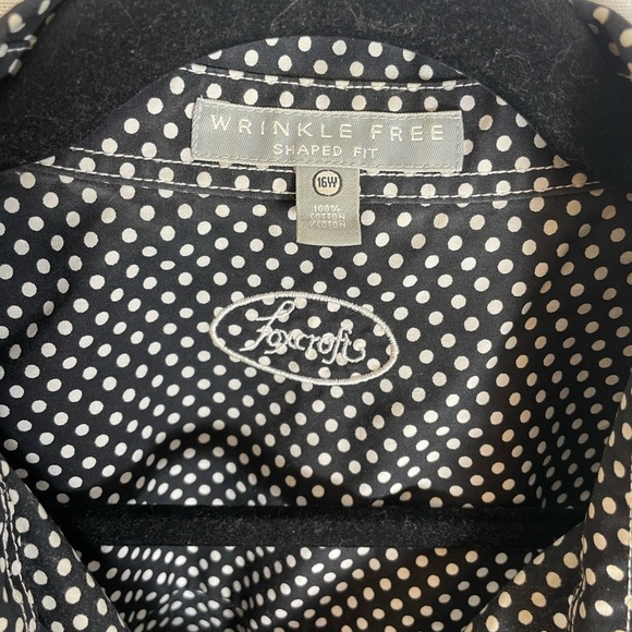 Foxcroft 100% Cotton Black and White Polka Dot Button Down Size XL Womens - Picture 3 of 7